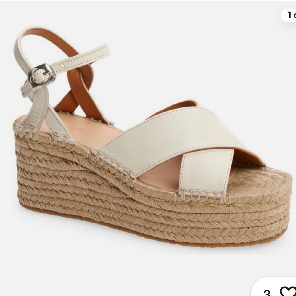 Rag & Bone | Hera Espadrille Wedge Sandals, Antique White Color, Size 41 - NWOB